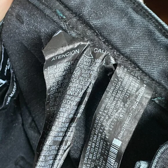 Zara Jeans Marine Straight Jeans Size 0‎ Women Wide Leg Raw Hem Faded High Rise - Picture 11 of 11